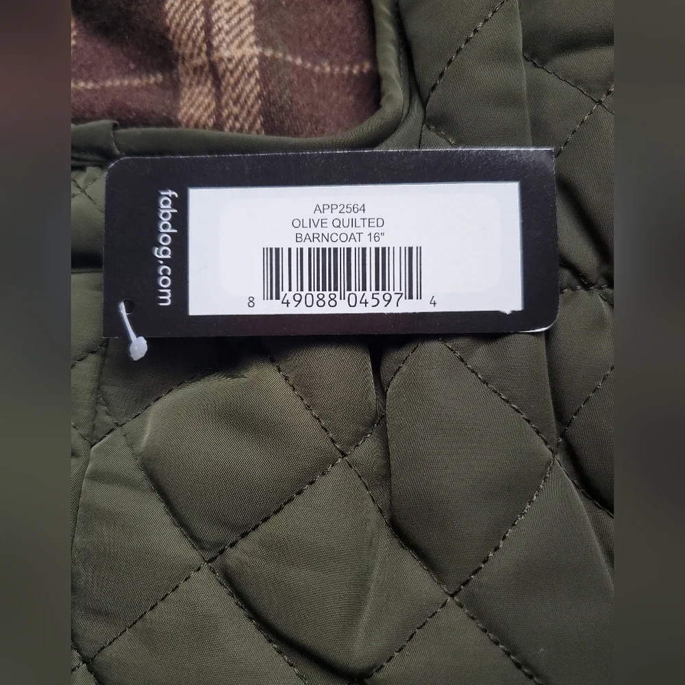Fab Dog Quilted Barn Dog Coat Olive Green Size 16